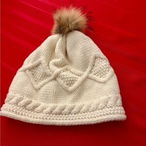 CK Bradley Pom-Pom Hat Wool Cable Knit